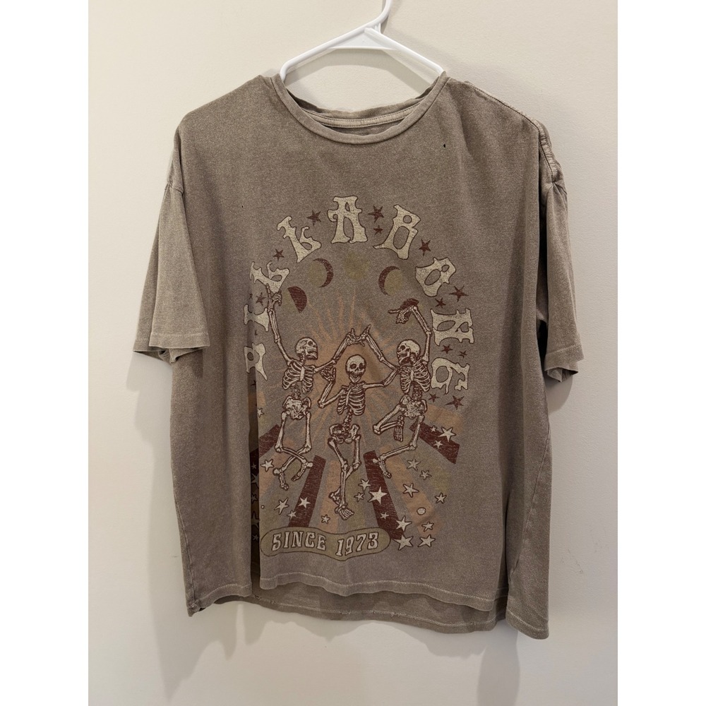 Billabong Pick A Bone Skeleton Graphic T-Shirt Brown Mens XS ( runs big)